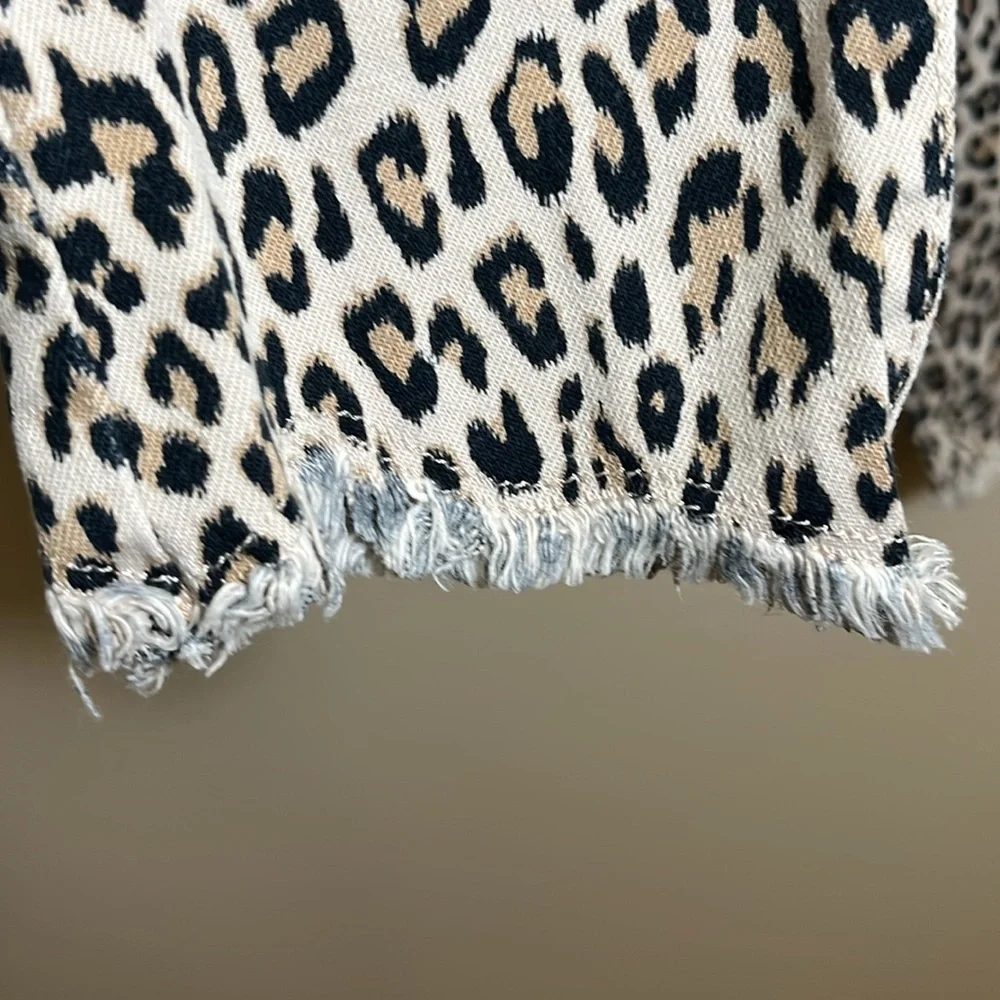 Gap Leopard Print Frayed Hem Pull On Stretch Jegging Ankle Jeans